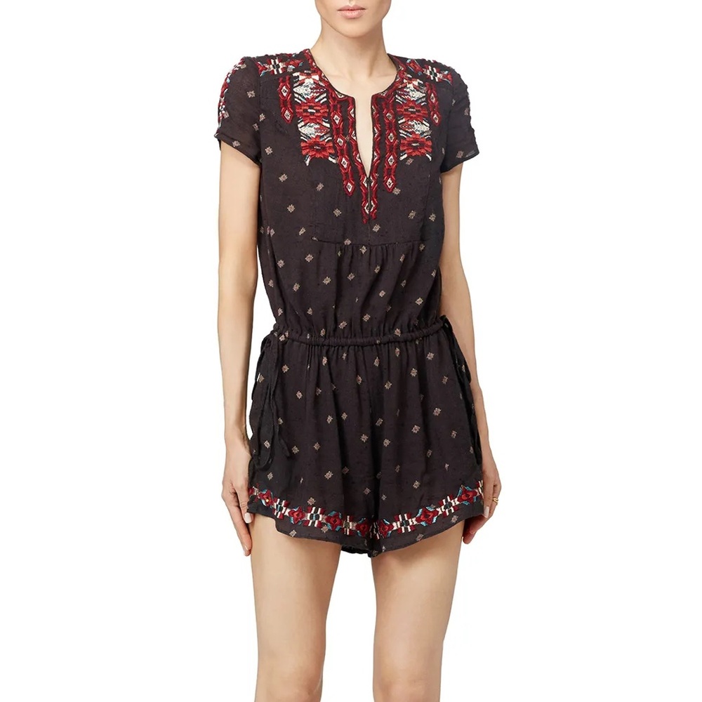 Free people song for you romper embroidered cotton blend size small